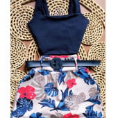 Conjunto Feminino Blusa Cropped + Short Saia com Cinto Plus Size — foto 8