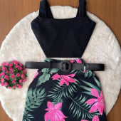 Conjunto Feminino Blusa Cropped + Short Saia com Cinto Plus Size — foto 10