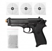 PISTOLA DE AIRSOFT SPRING SP92 6MM QGK + BBS + ALVO link de contato PISTOLA DE AIRSOFT SPRING SP92 6