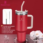 Copo Térmico Portátil 1200ml/600ml com Tampa e Canudo Garrafa Térmica Inoxidável anti vazamento